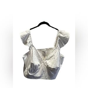 A new day White Flutter Sleeve V-Neck Women’s Crop Top
